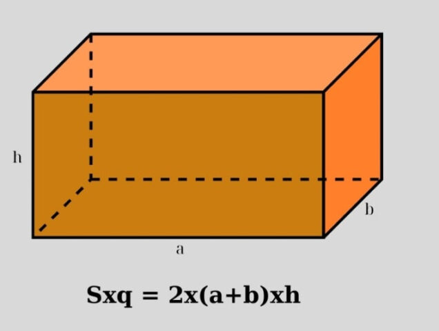 Hình hộp chữ nhật với các cạnh a, b, h được đánh dấu
