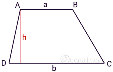 Hình thang tổng quát với các cạnh đáy a, b và chiều cao h