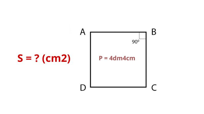 Hình vuông có chu vi 4dm4cm