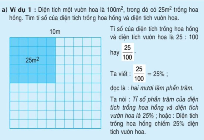 Học sinh lớp 5 đang học về khái niệm tỉ số phần trăm cơ bản