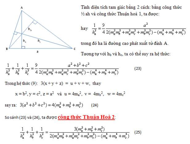 Mối quan hệ giữa đường cao và đường trung tuyến trong tam giác