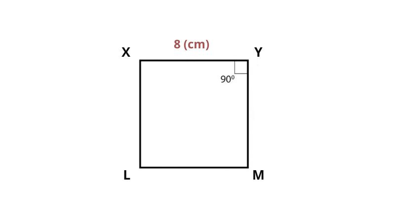 Một hình thoi có một góc vuông 90 độ với cạnh dài 8cm