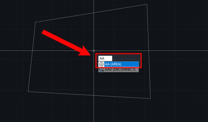 Nhập lệnh AA để bắt đầu quá trình tính diện tích trong AutoCAD 2007
