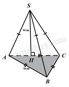 Sơ đồ hình chóp tam giác đều S.ABC với thông số cạnh đáy 6cm