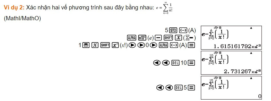 So sánh kết quả khi sử dụng công thức tính tổng xích ma trên Casio