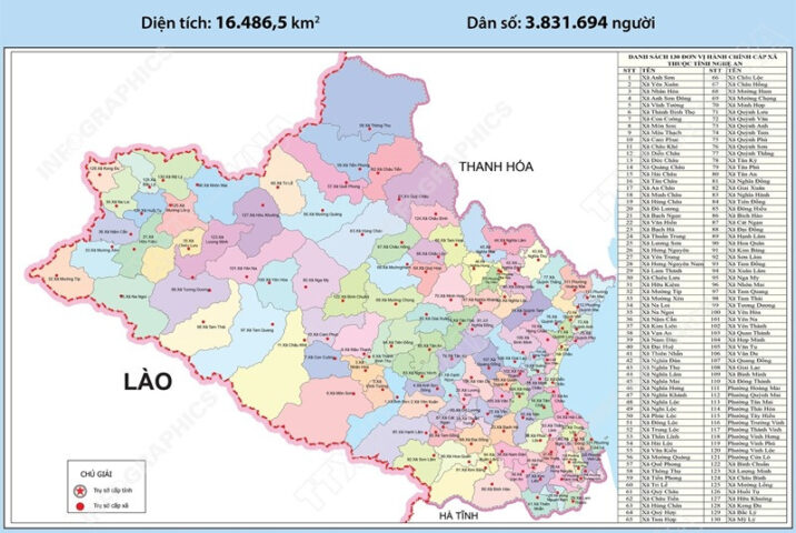 Toàn cảnh một góc tỉnh Nghệ An nhìn từ trên cao, thể hiện sự rộng lớn của diện tích tự nhiên