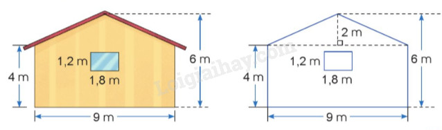 Ví dụ về tính diện tích kính cho cửa sổ trên mặt bên ngôi nhà