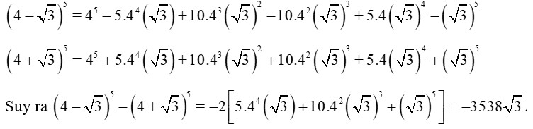 Bài giải ví dụ ứng dụng công thức nhị thức Newton