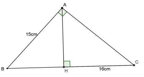 Bài toán minh họa tính đường cao AH trong tam giác vuông ABC