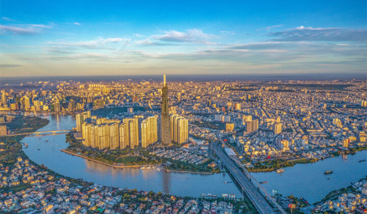 Bản đồ Thành phố Hồ Chí Minh với các khu vực phát triển, thể hiện quy mô địa lý và diện tích tỉnh thành phố Hồ Chí Minh