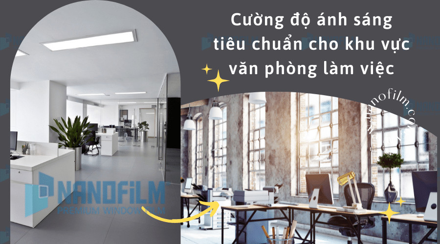 Bàn làm việc trong văn phòng với hệ thống đèn LED đạt tiêu chuẩn chiếu sáng