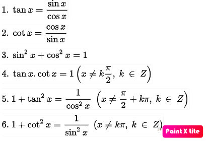 Bảng các công thức lượng giác cơ bản lớp 10