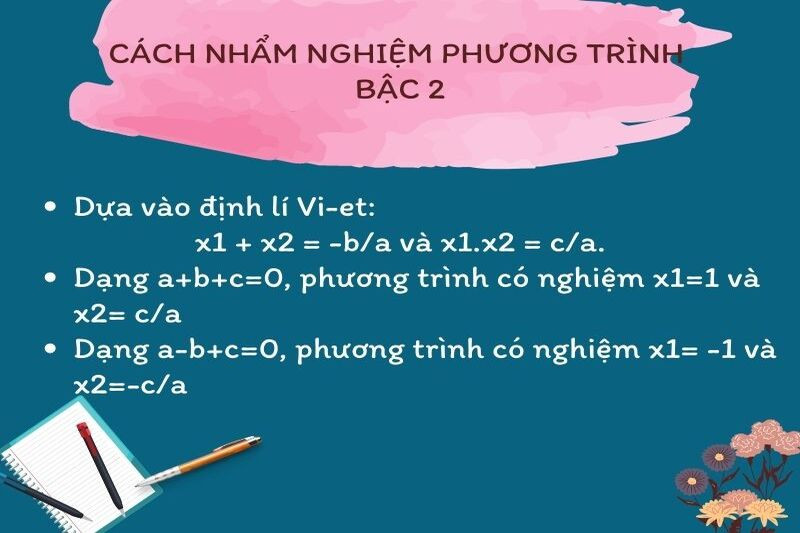 Bảng công thức nhẩm nghiệm phương trình bậc 2