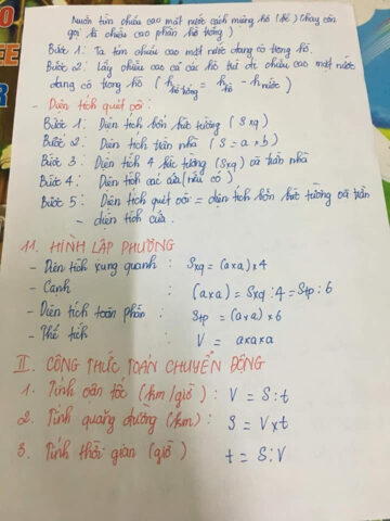 Bảng công thức tính diện tích các hình khối không gian phổ biến