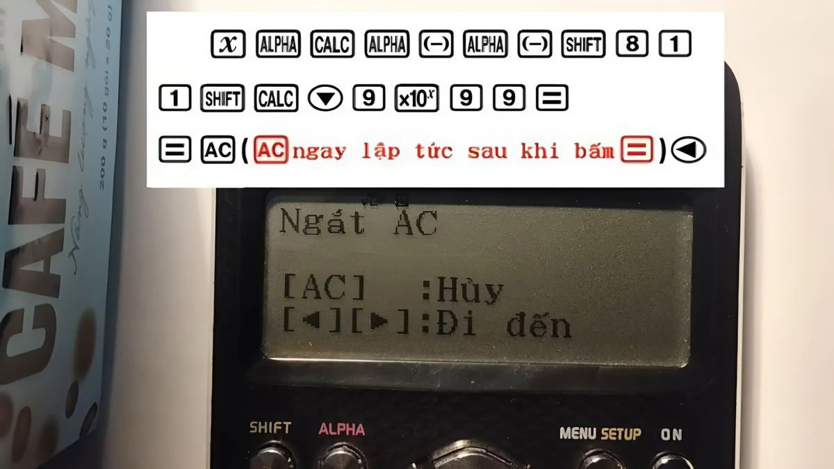 Bắt đầu nhập công thức khởi tạo để vẽ hình trái tim trên máy tính Casio 580