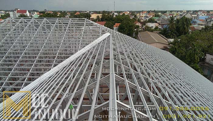 Biểu đồ minh họa công thức tính độ dốc i và các yếu tố chiều cao H, chiều dài L của mái nhà