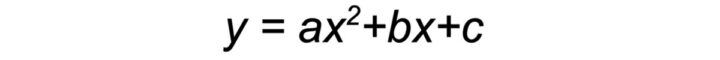 Biểu đồ minh họa đường cong parabol với phương trình tổng quát y = ax^2 + bx + c