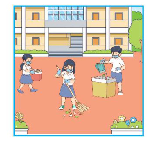 Bức tranh hình vuông với các cạnh minh họa, hỗ trợ tính toán chu vi và diện tích.