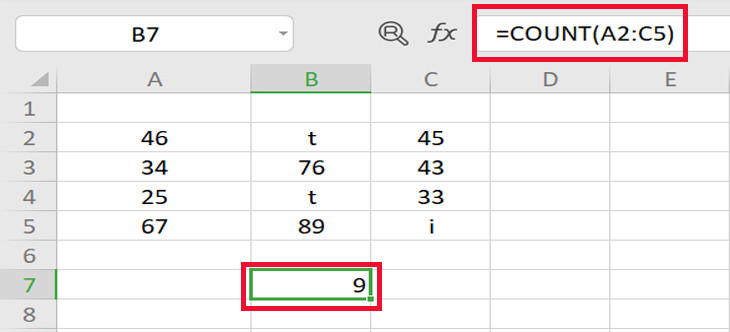 các công thức tính hàm trong excel với hàm COUNT