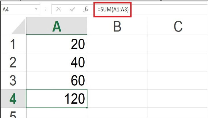 các công thức tính hàm trong excel với hàm SUM