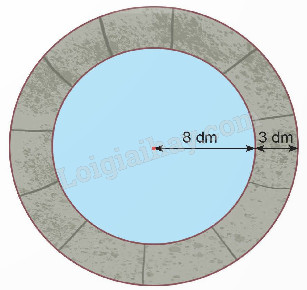 Cách tính diện tích thành giếng hình tròn đồng tâm, thể hiện phần tô màu