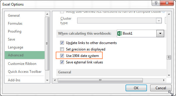Cài đặt hệ thống ngày 1904 để xử lý thời gian âm khi tính số giờ trong Excel