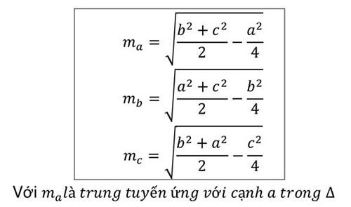 Công thức Apollonius tính độ dài đường trung tuyến trong tam giác thường.