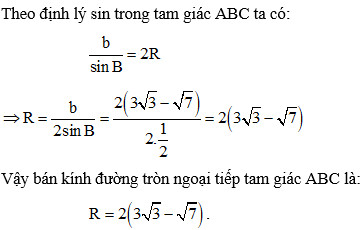Công thức cuối cùng để tìm bán kính R trong ví dụ 4