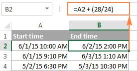 Công thức phổ quát để cộng bất kỳ số giờ nào trong Excel