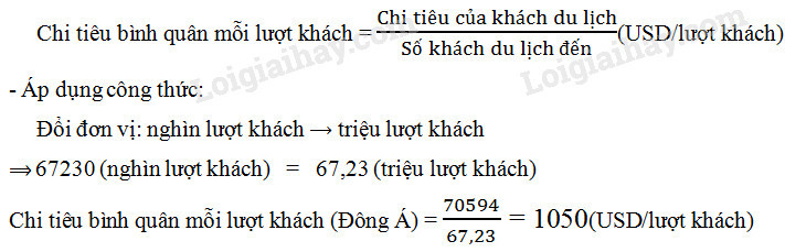 Công thức tính chi tiêu bình quân khách du lịch