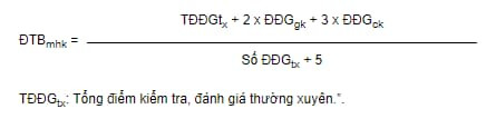 Công thức tính điểm trung bình môn học kỳ chi tiết