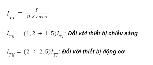 Công thức tính dòng điện aptomat