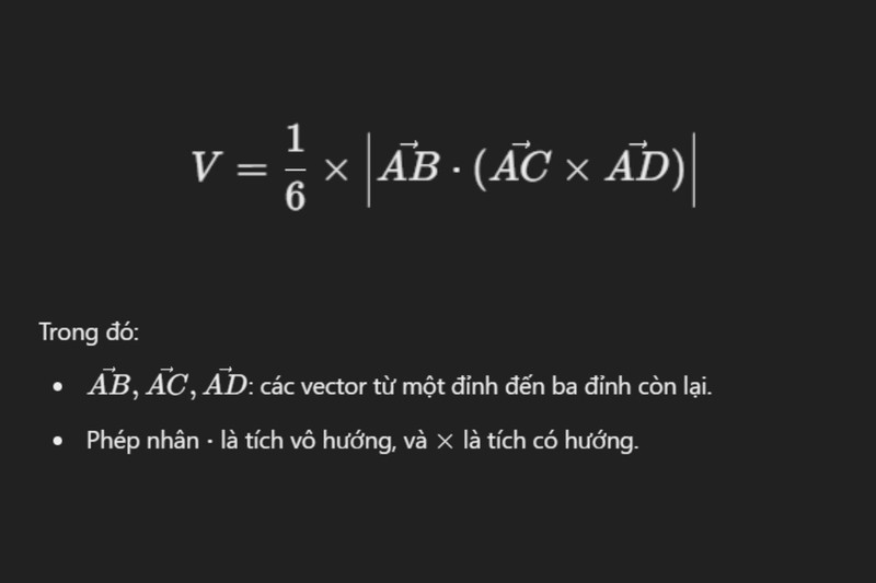 Công thức tính thể tích tứ diện