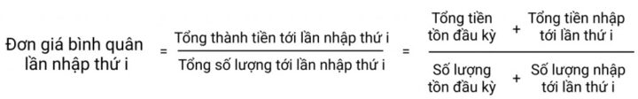 Công thức tổng quát bình quân theo lần nhập
