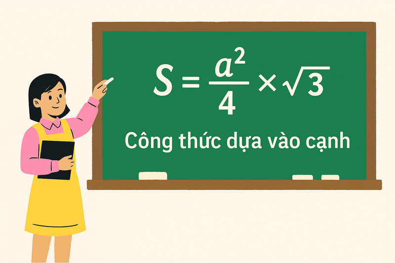 Công thức và ví dụ minh họa cách tính diện tích hình tam giác đều từ độ dài cạnh