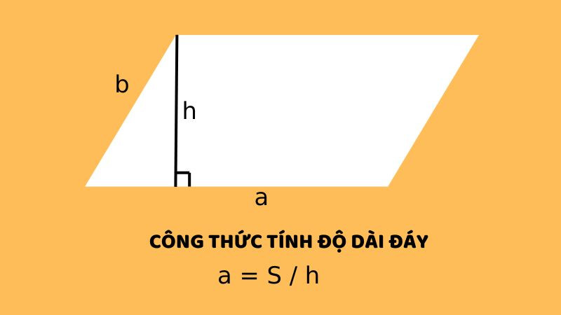 Công thức xác định độ dài đáy hình bình hành qua diện tích và chiều cao