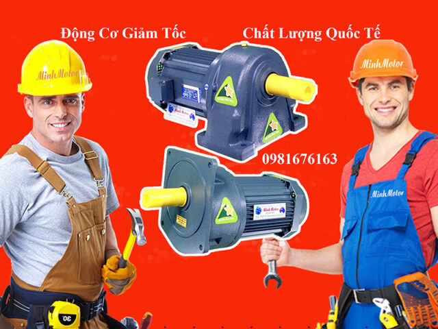 Động cơ giảm tốc minh họa các thành phần trong công thức tính lực kéo