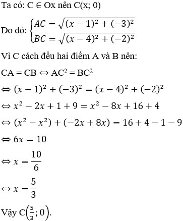 Giải bài toán tìm điểm C cách đều hai điểm A và B
