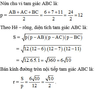 Giải pháp chi tiết cho công thức bán kính đường tròn nội tiếp tam giác bất kỳ