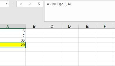 Hàm tính tính tổng bình phương trong Excel 1