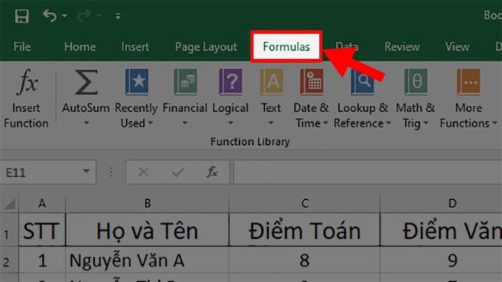 Hiển thị công thức tính trong Excel bằng Show Formulas