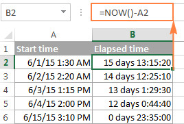 Hiển thị thời gian trôi qua vượt quá 24 giờ trong Excel