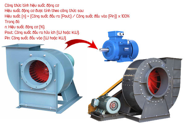 Hình ảnh công thức tính hiệu suất của động cơ với các đại lượng công suất đầu ra và đầu vào