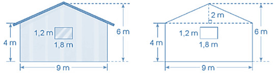 Hình ảnh mặt bên của một ngôi nhà cần sơn, minh họa bài 57 luyện tập về tính diện tích trong thực tế
