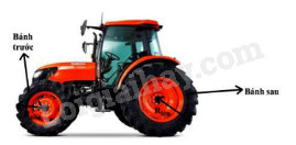 Hình ảnh máy kéo nông nghiệp với bánh xe sau lớn hơn bánh xe trước