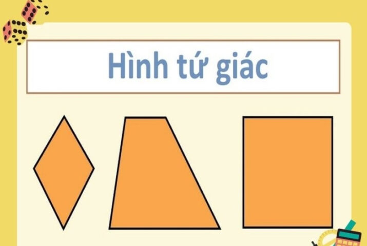 Hình ảnh minh họa các dạng hình tứ giác phổ biến như hình vuông, chữ nhật, thoi, thang.