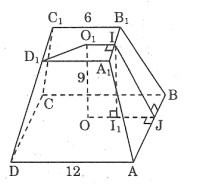 Hình ảnh minh họa các thành phần để tính diện tích toàn phần của một hình chóp cụt