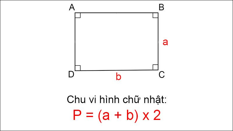 Hình ảnh minh họa công thức tính chu vi hình chữ nhật