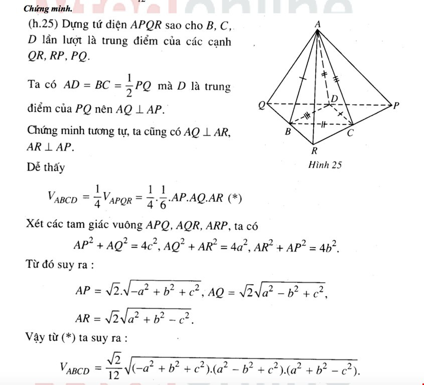 Hình ảnh minh họa khối tứ diện gần đều với các cặp cạnh đối bằng nhau