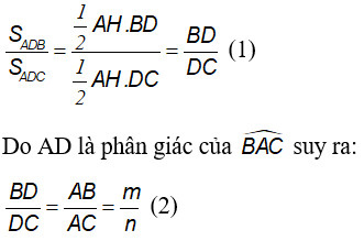 Hình ảnh minh họa tam giác với đường trung tuyến và phân giác
